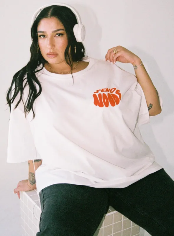 Noods Oversized Tee White Curve sold by Princess Polly
