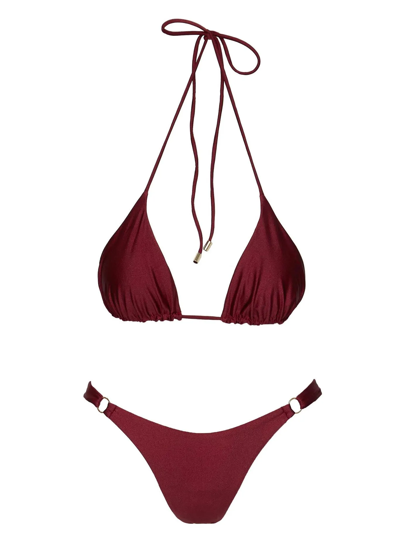 Nevaeh Shine Triangle Bikini Top Burgundy sold by Princess Polly product image thumbnail 5
