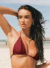 Nevaeh Shine Triangle Bikini Top Burgundy sold by Princess Polly