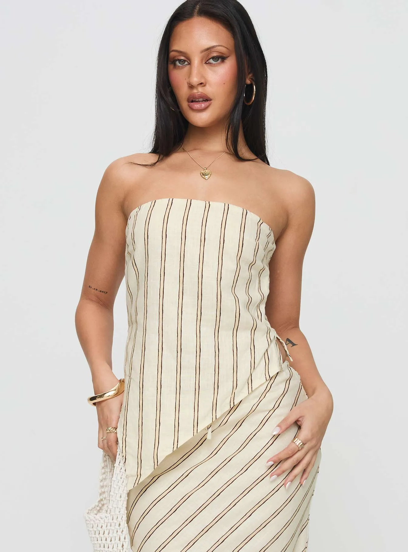 Birdie Asymmetric Linen Blend Top Cream sold by Princess Polly product image thumbnail 2