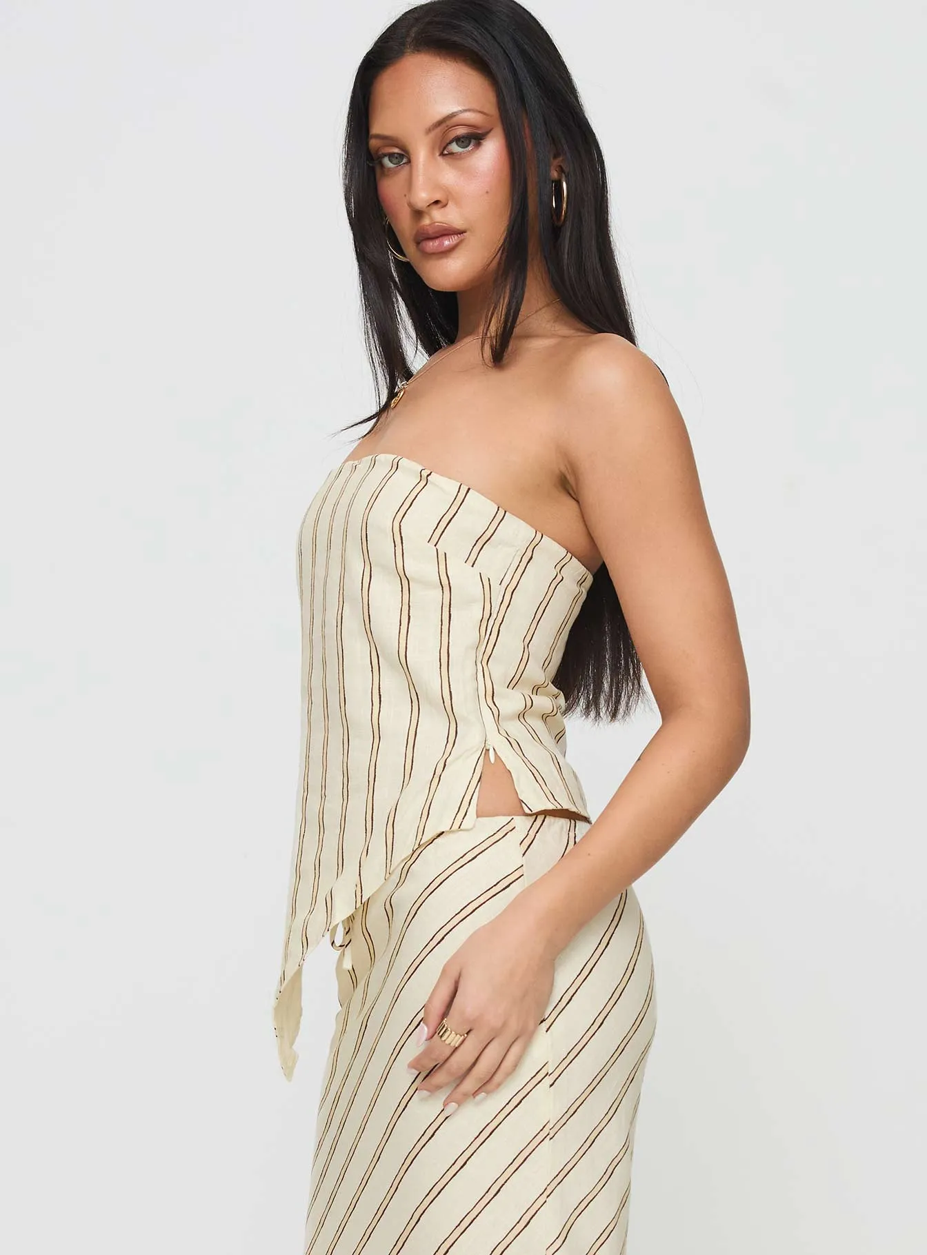 Birdie Asymmetric Linen Blend Top Cream sold by Princess Polly product image thumbnail 4