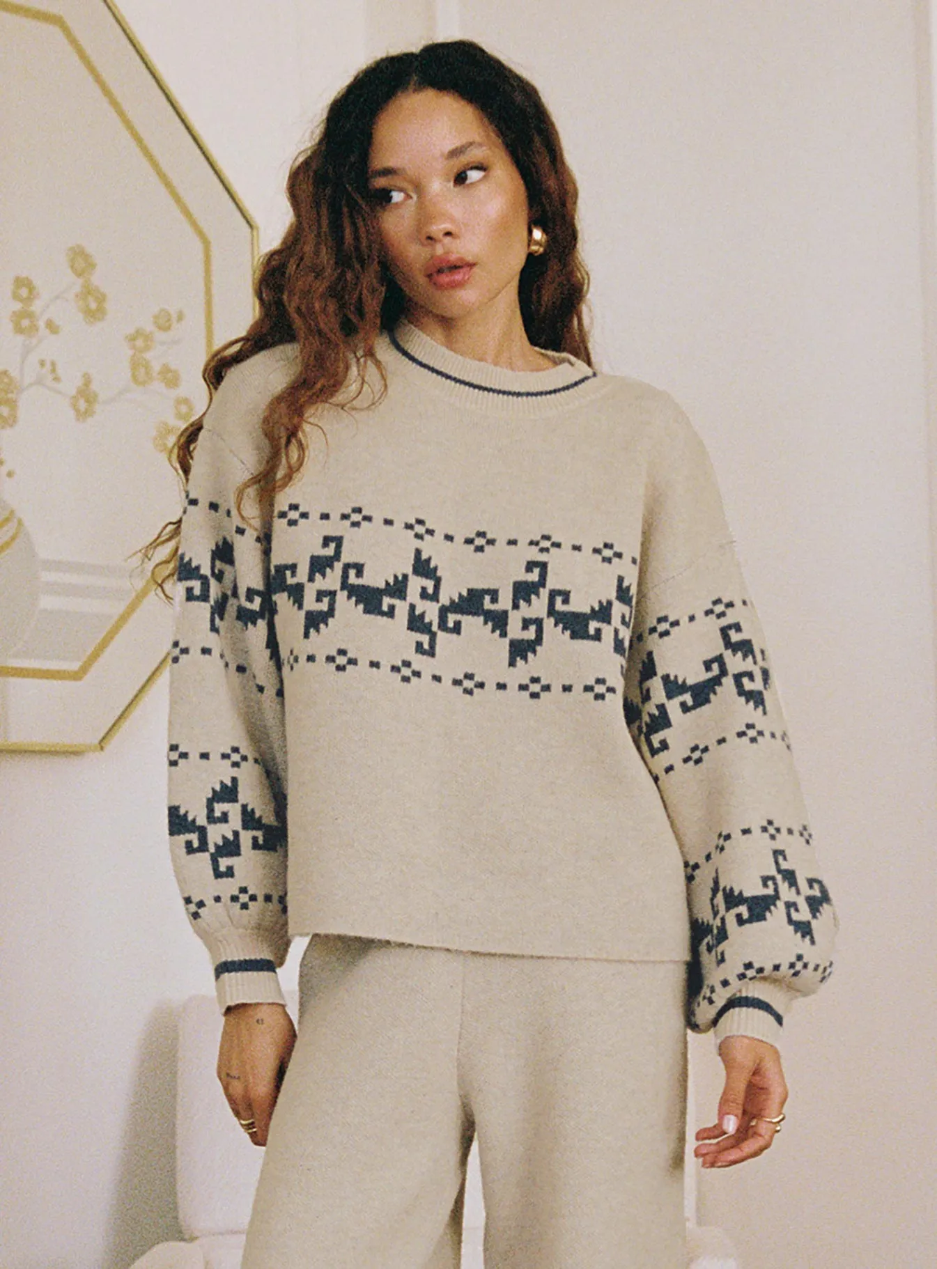 Alpine Sweater Cream / Blue sold by Princess Polly product image thumbnail 4
