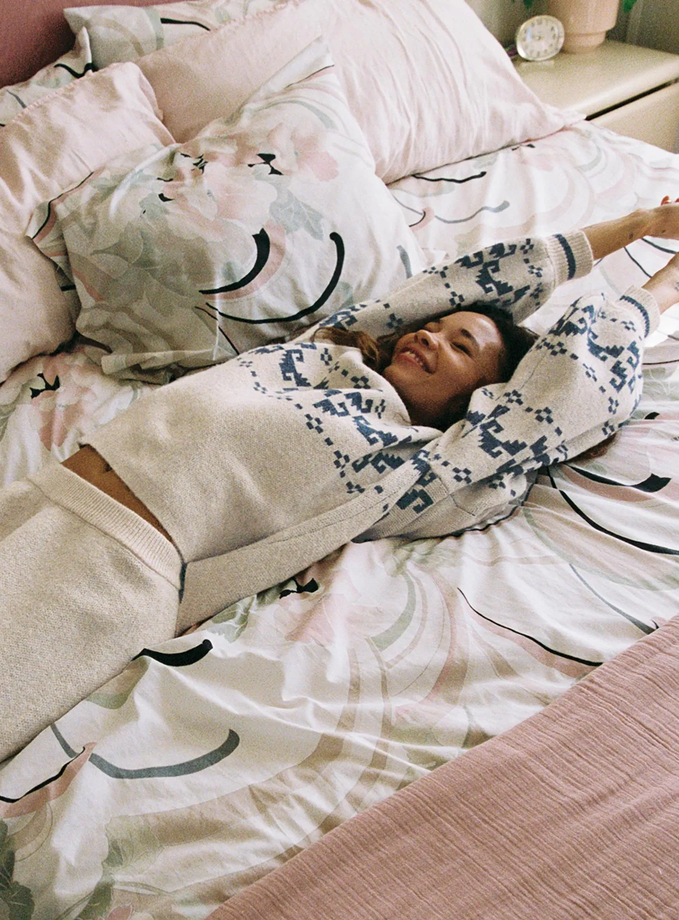 Alpine Sweater Cream / Blue sold by Princess Polly