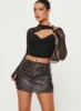 Domenic Faux Leather Mini Skirt Washed Black sold by Princess Polly