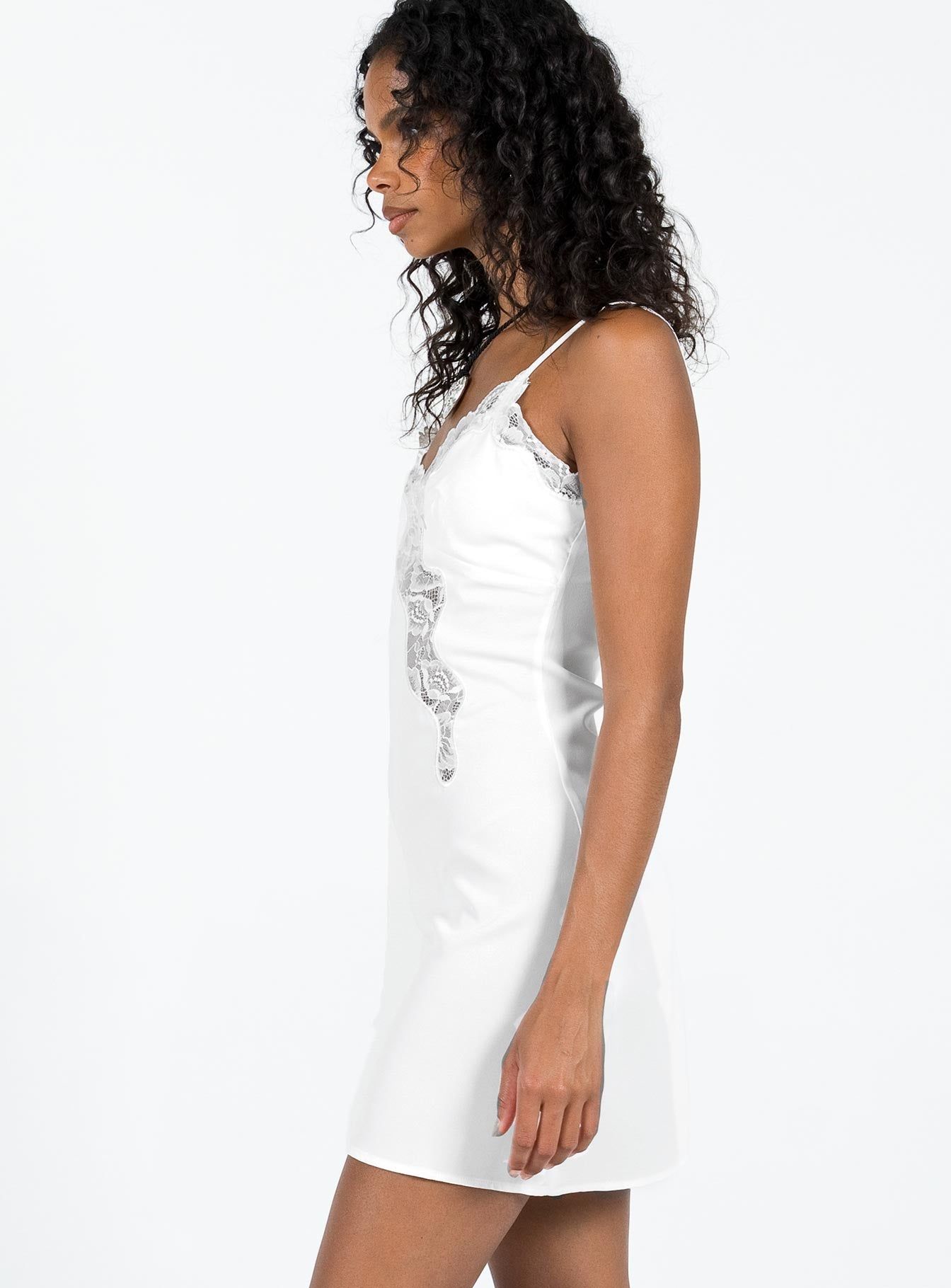 Agnola Lace Trim Mini Dress White sold by Princess Polly product image thumbnail 4