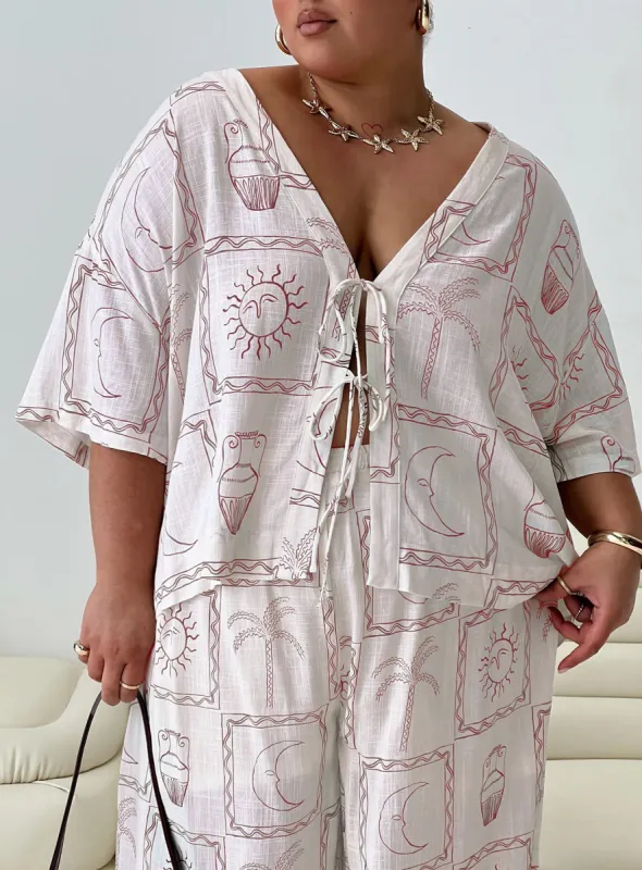 Sun Dream Shirt Cream / Multi Curve sold by Princess Polly