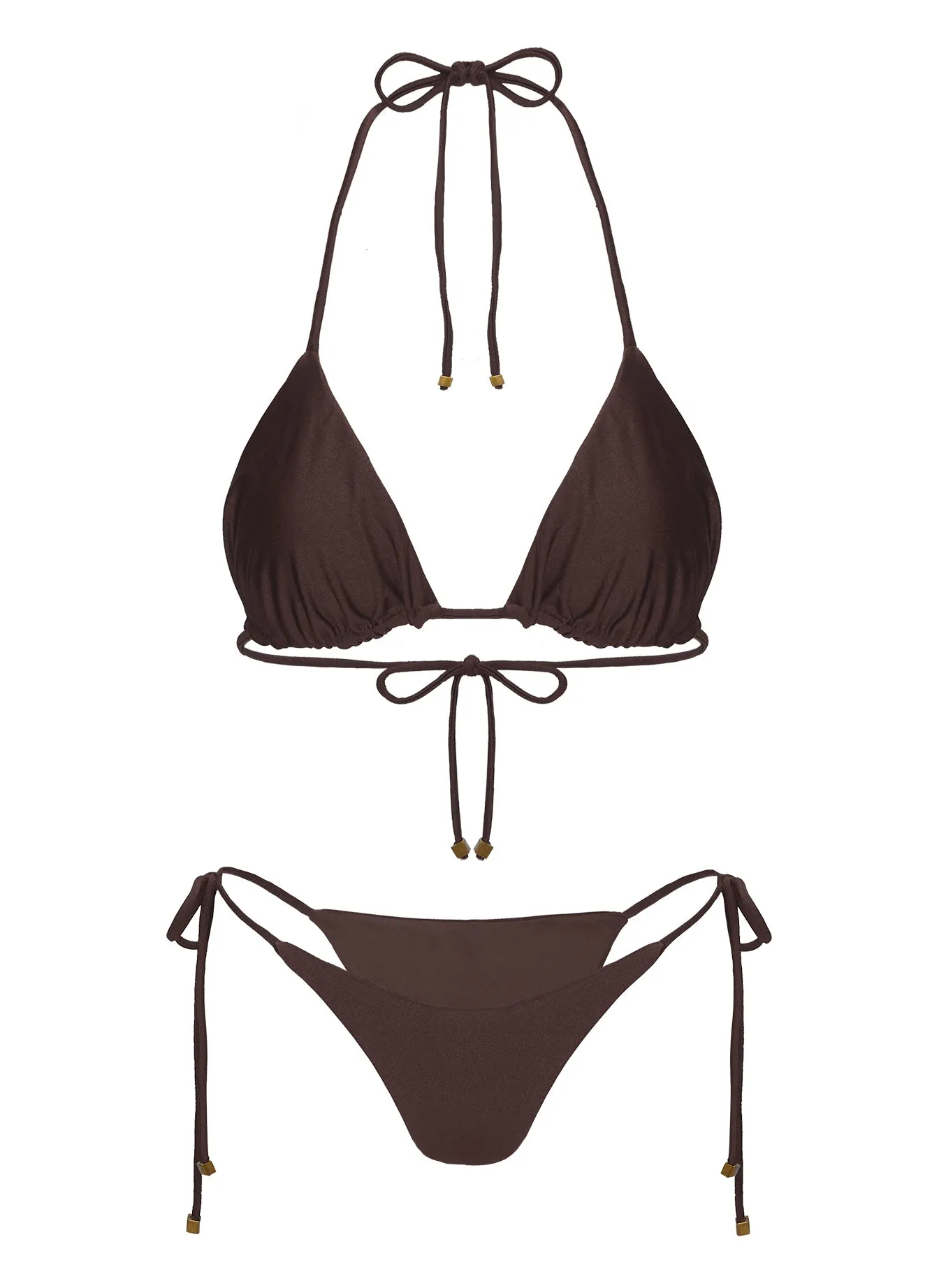 Nevaeh Triangle Shine Bikini Top Brown sold by Princess Polly product image thumbnail 5
