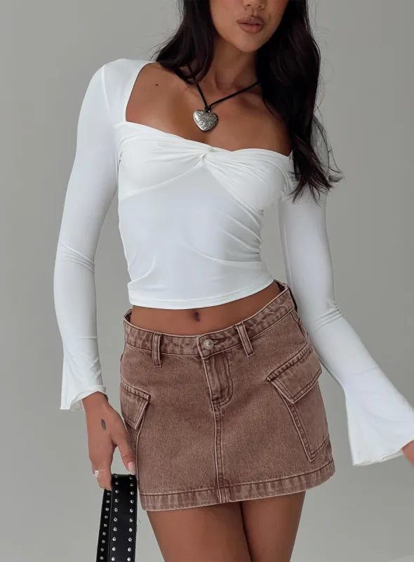 Clyne Long Sleeve Top White sold by Princess Polly