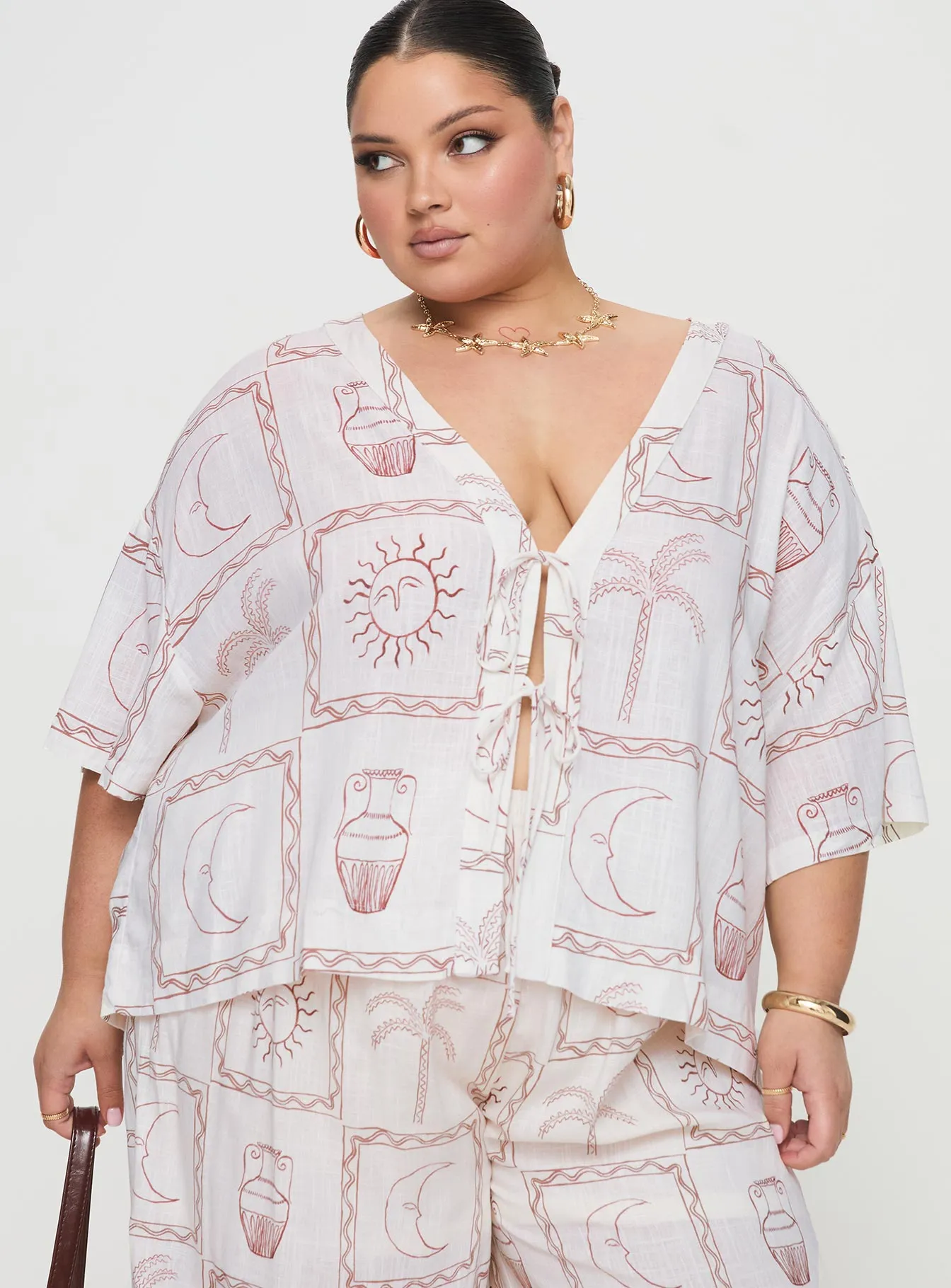 Sun Dream Shirt Cream / Multi Curve sold by Princess Polly product image thumbnail 2