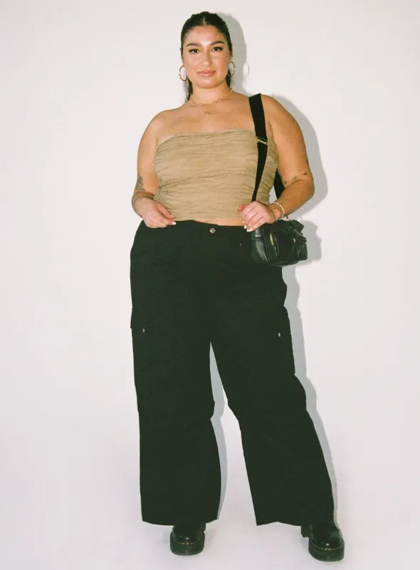 Fallout Mid Rise Cargo Pants Black Curve sold by Princess Polly