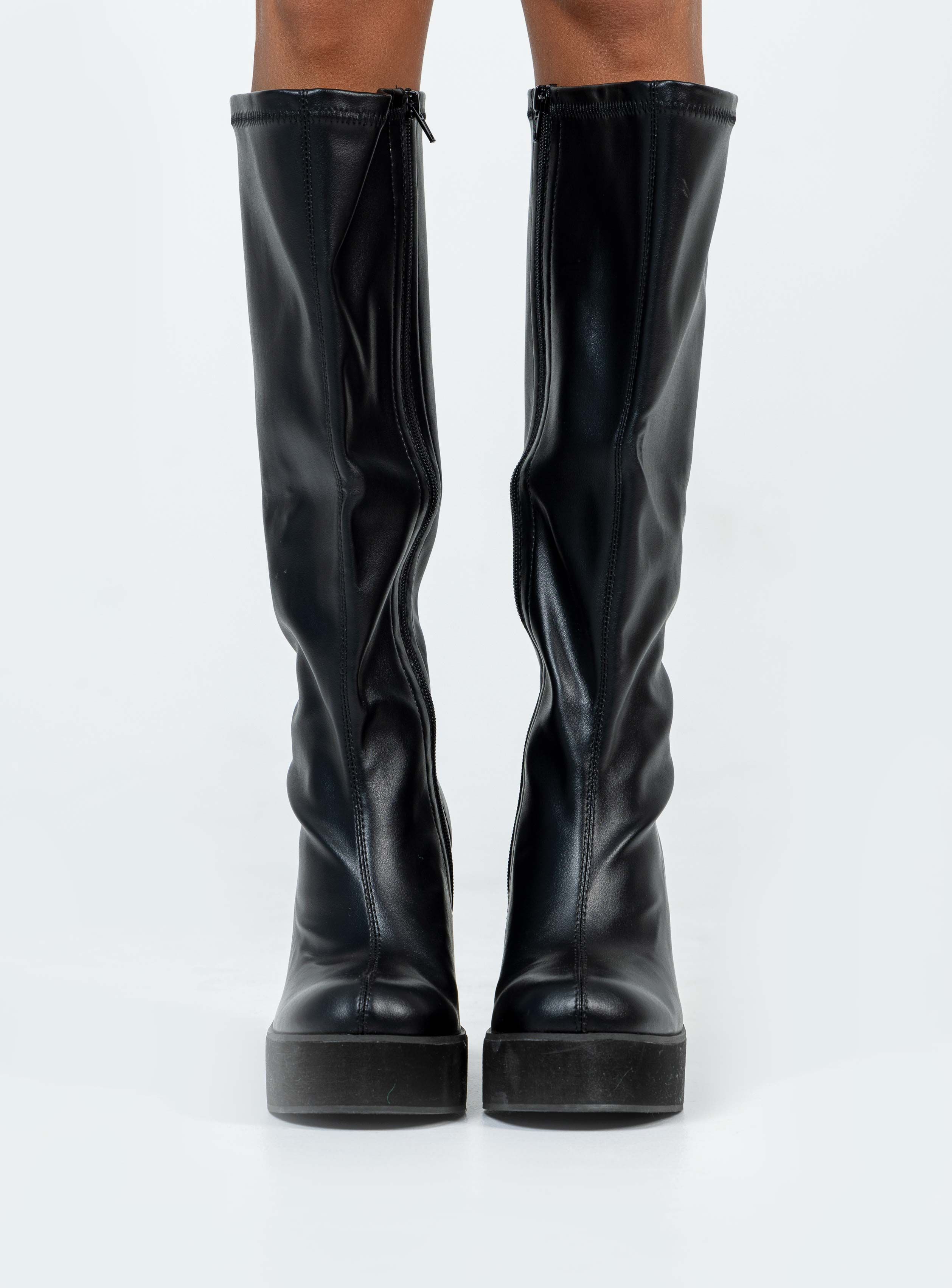 Coline Knee High Platform Boots Black sold by Princess Polly product image thumbnail 2