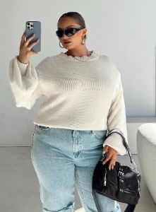 Harmony Sweater Beige Curve sold by Princess Polly
