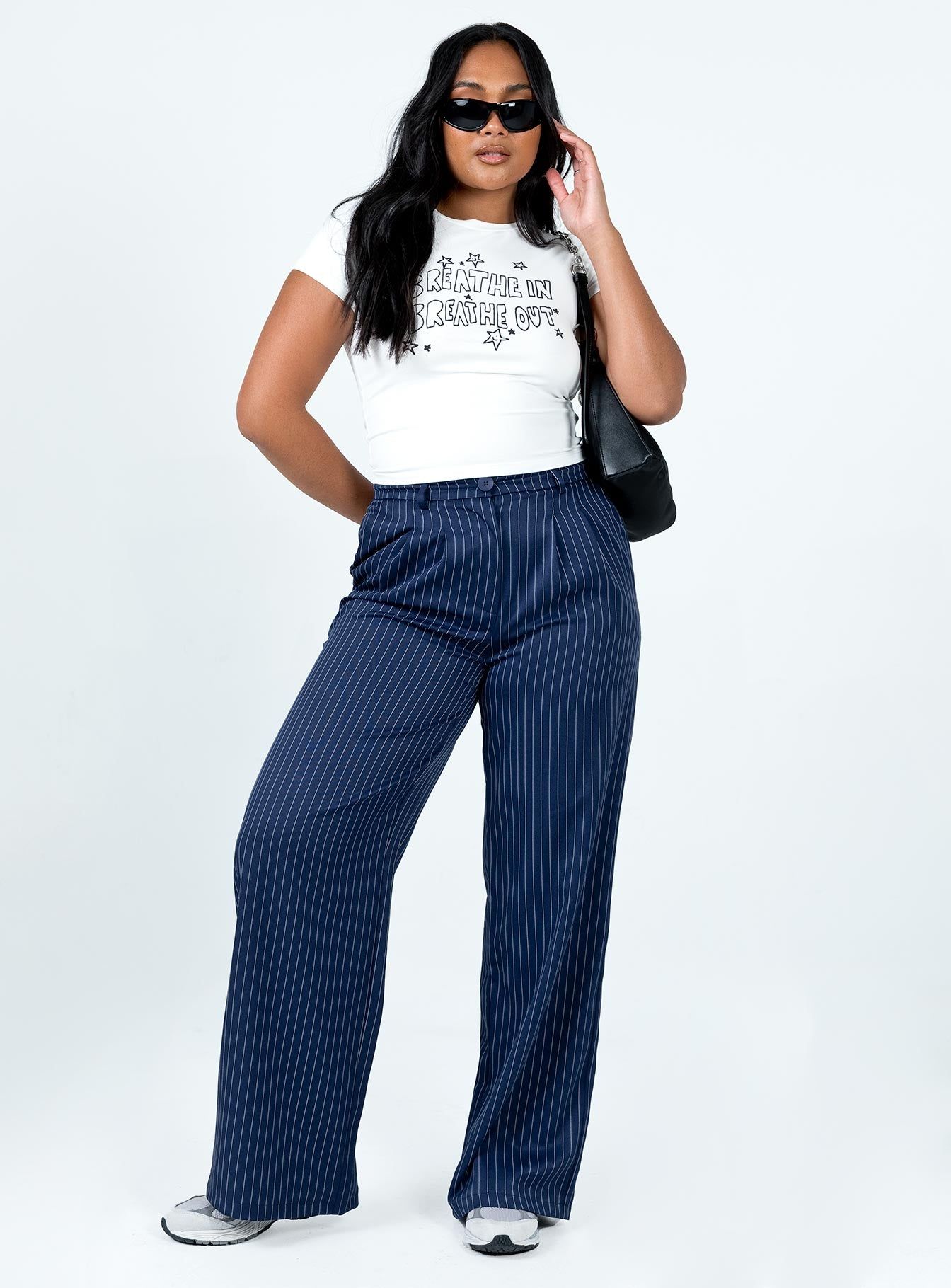 Archer Pants Pinstripe Navy sold by Princess Polly product image thumbnail 3