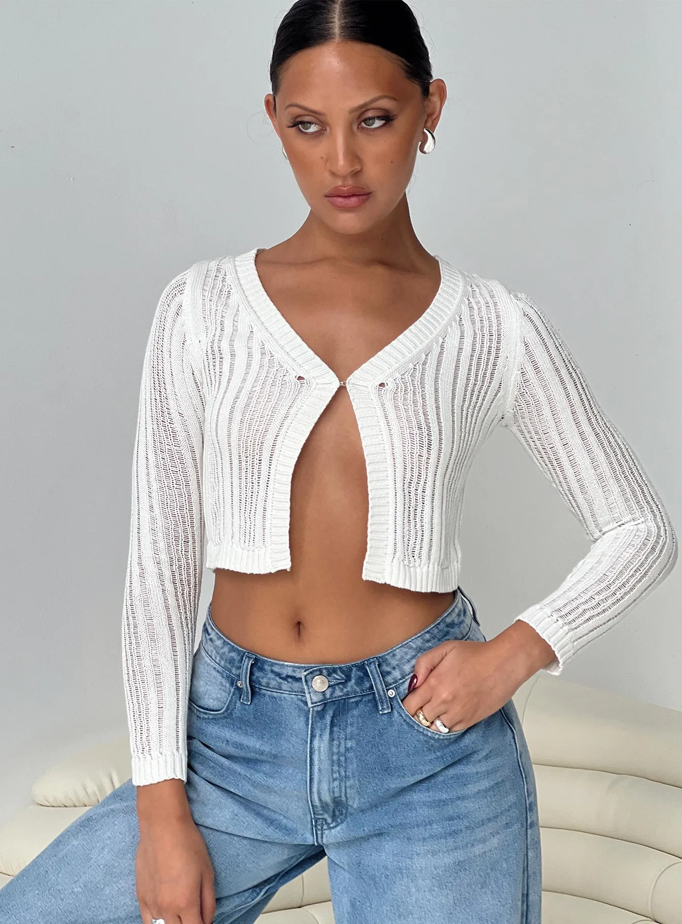 Primie Long Sleeve Top White sold by Princess Polly