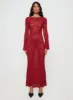 Pricely Long Sleeve Maxi Dress Red sold by Princess Polly