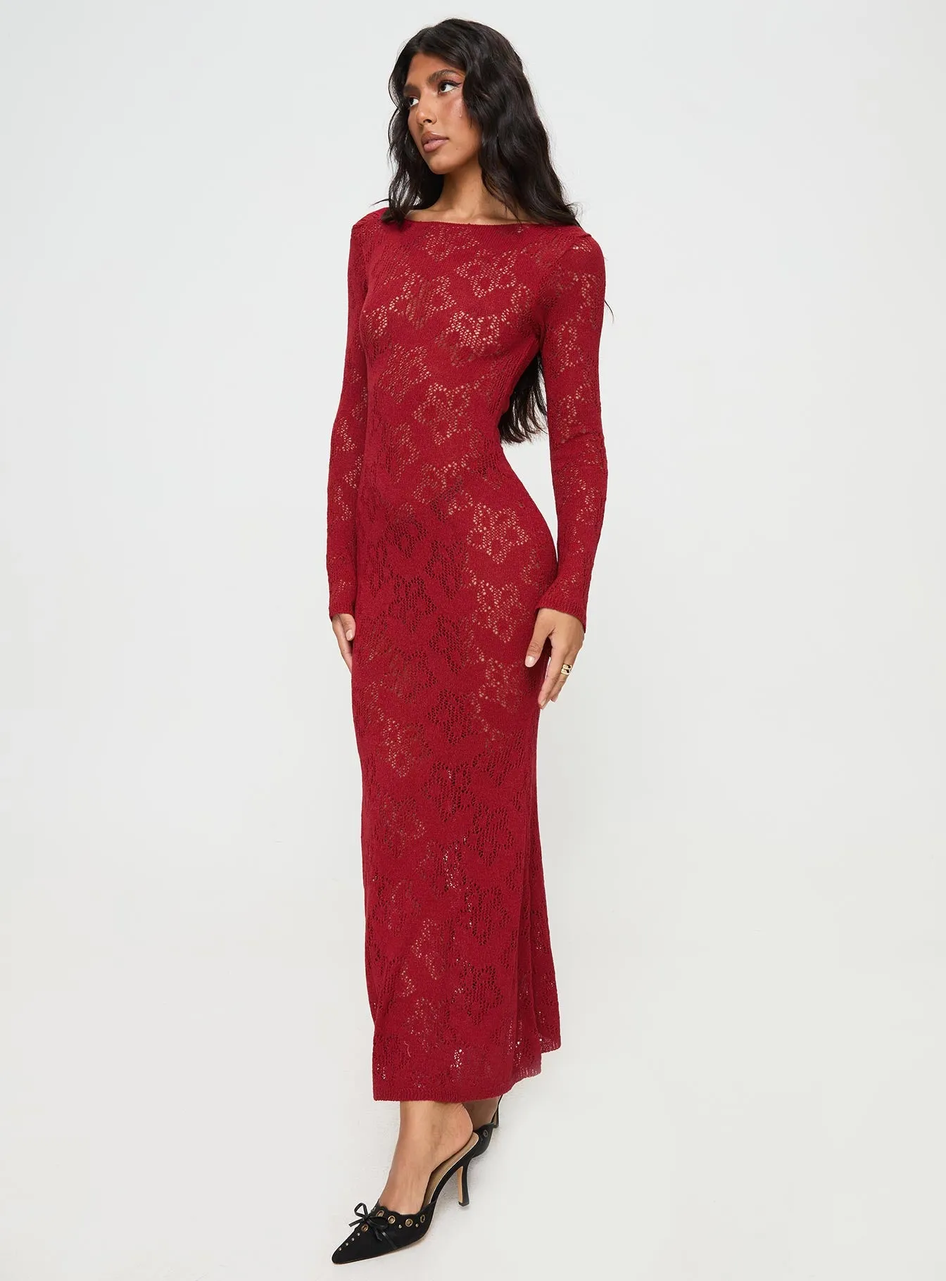 Pricely Long Sleeve Maxi Dress Red sold by Princess Polly product image thumbnail 5