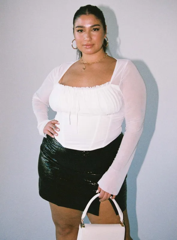 Leila Mini Skirt Black Croc Curve made by Princess Polly