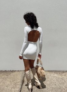 Kahlea Long Sleeve Mini Dress White sold by Princess Polly
