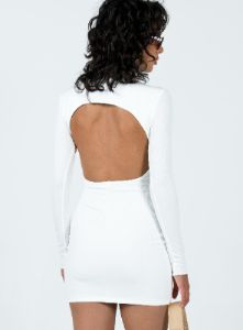 Kahlea Long Sleeve Mini Dress White sold by Princess Polly