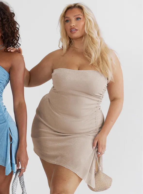 Donelli Mini Dress Champagne Curve sold by Princess Polly
