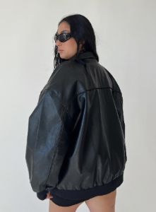 Goldsmith PU Bomber Jacket Black Curve sold by Princess Polly