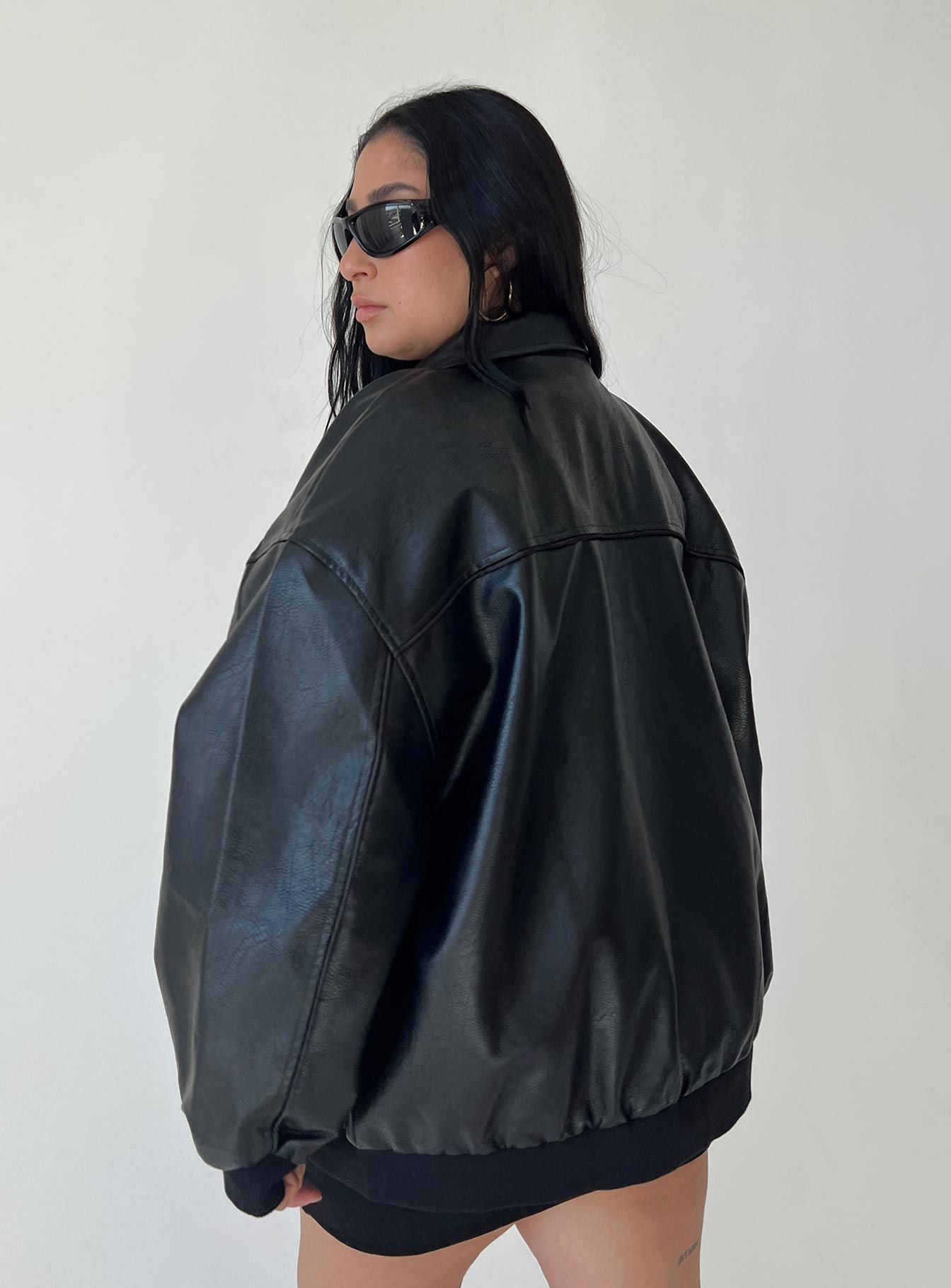 Goldsmith PU Bomber Jacket Black Curve sold by Princess Polly product image thumbnail 4