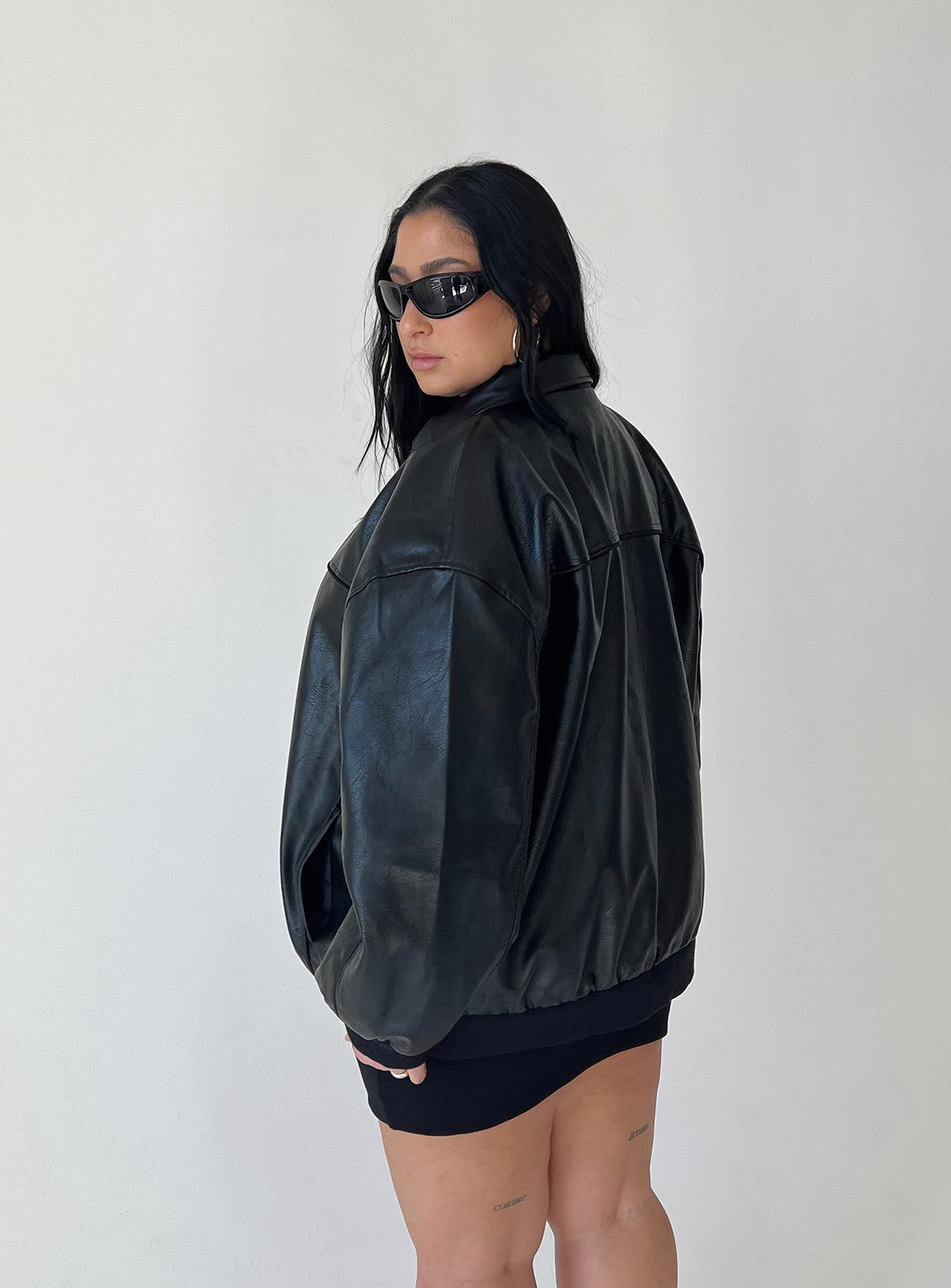 Goldsmith PU Bomber Jacket Black Curve sold by Princess Polly product image thumbnail 5