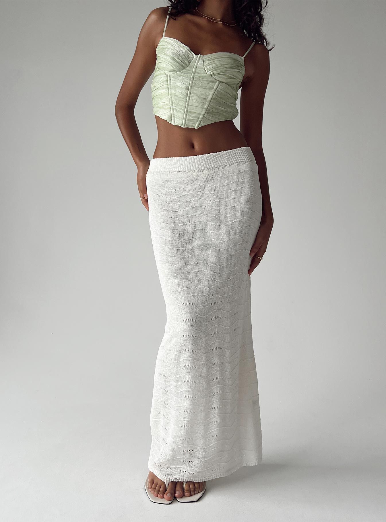 Edin Maxi Skirt White sold by Princess Polly