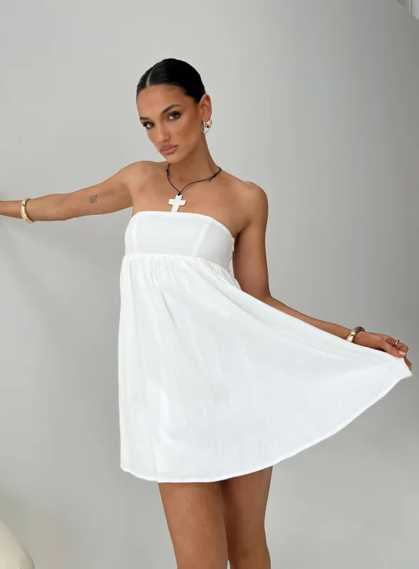 Osment Strapless Mini Dress White sold by Princess Polly