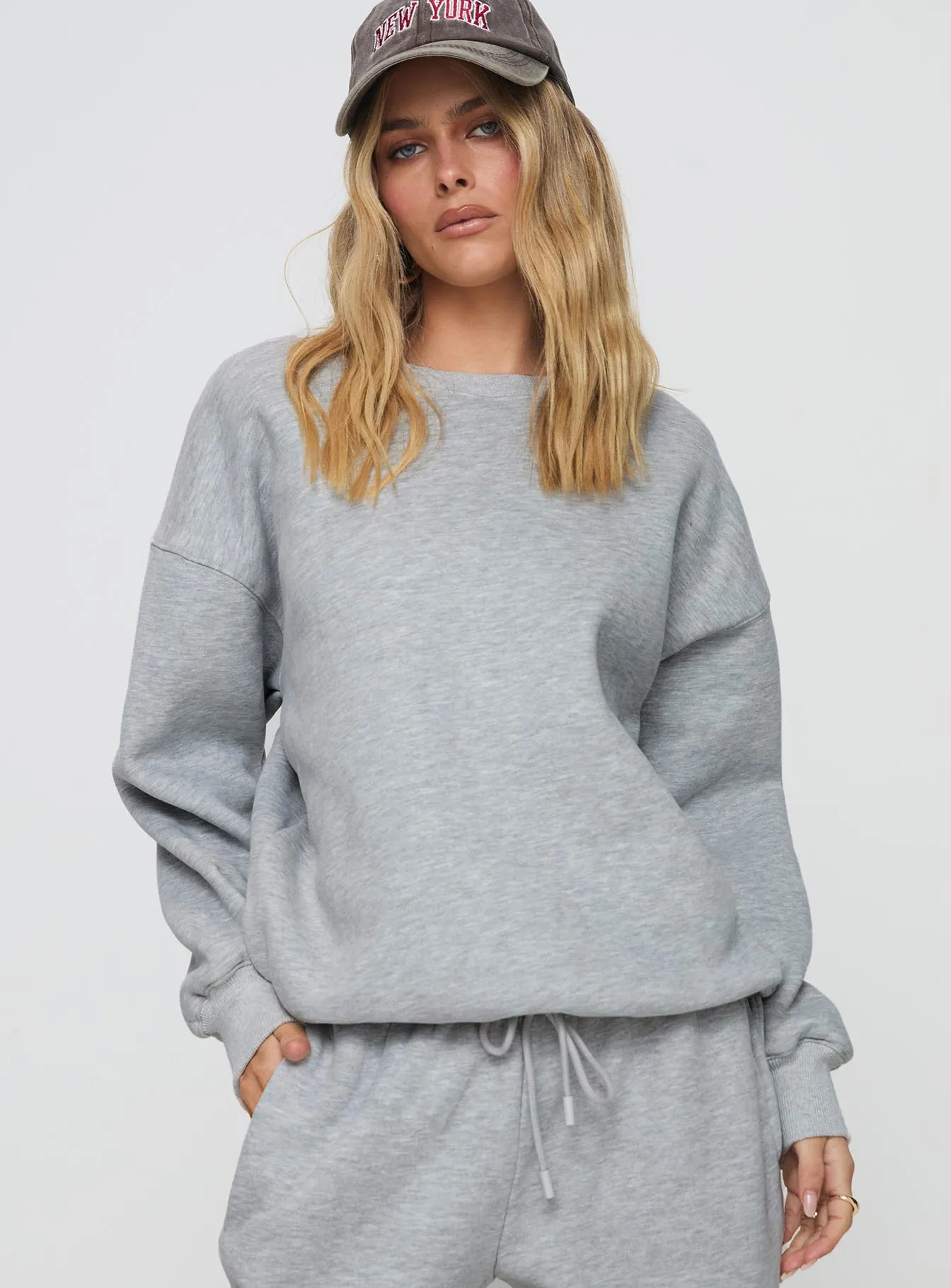 Dream Fleece Classic Crewneck Sweatshirt Grey Marle sold by Princess Polly product image thumbnail 2
