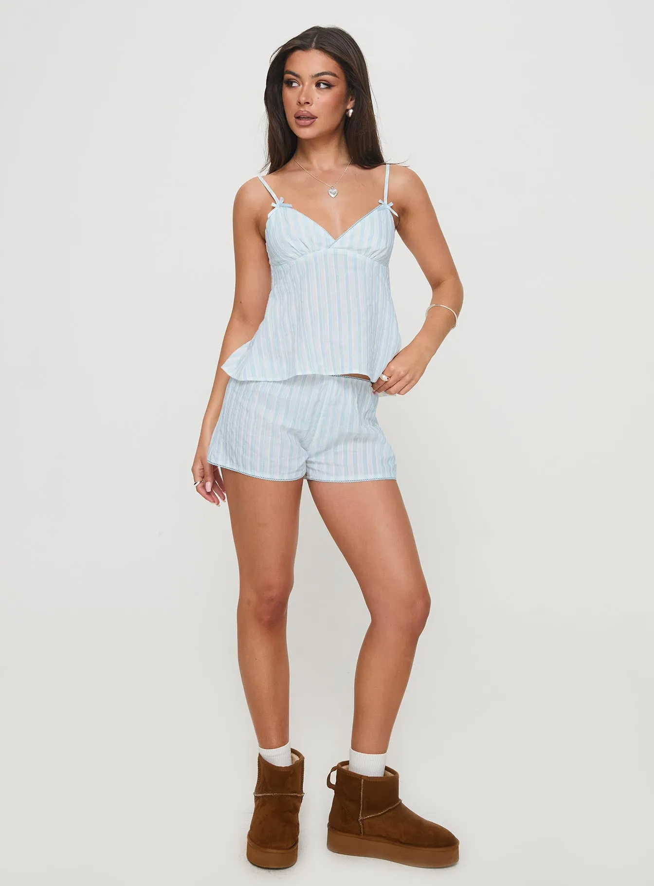 Tenderness Lace Sleep Set Blue / White Stripe sold by Princess Polly product image thumbnail 3