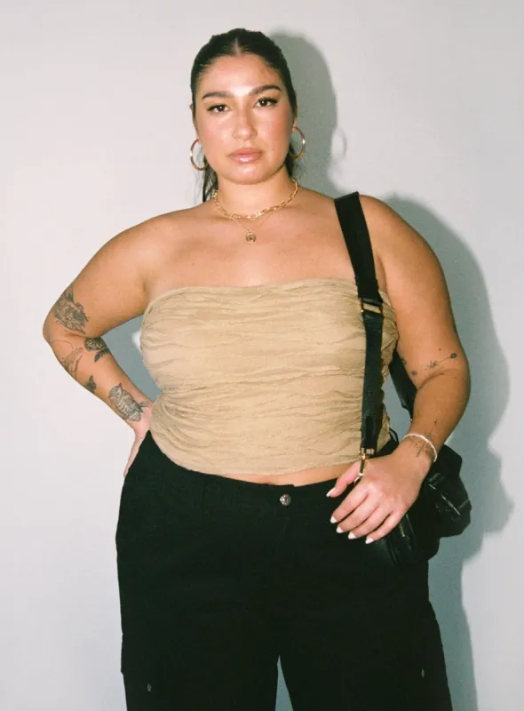 Cecile Strapless Top Mushroom Curve sold by Princess Polly