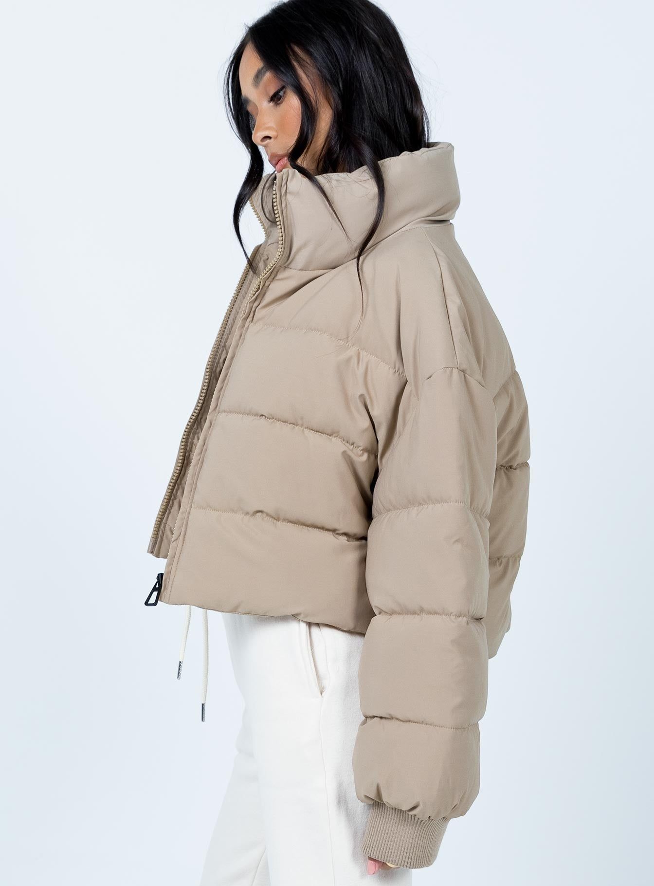 Georgia Cropped Puffer Jacket Beige sold by Princess Polly product image thumbnail 5