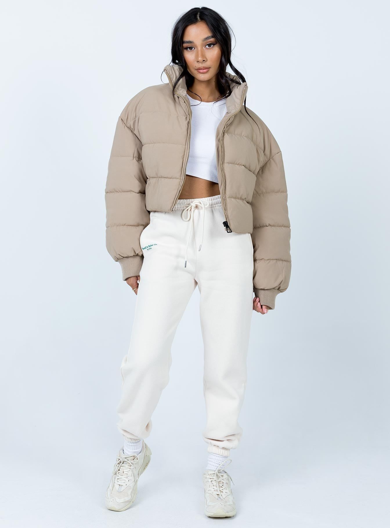 Georgia Cropped Puffer Jacket Beige sold by Princess Polly product image thumbnail 4