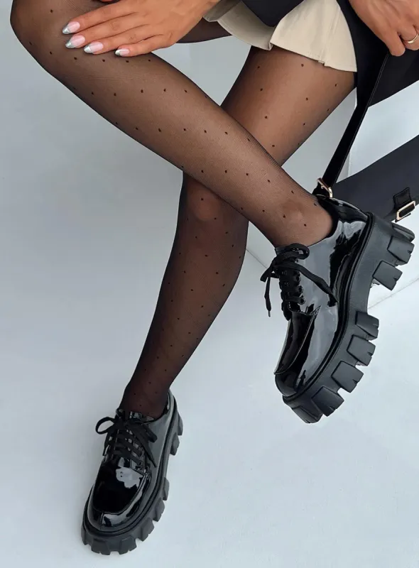 Mia Shoes Black Patent sold by Princess Polly