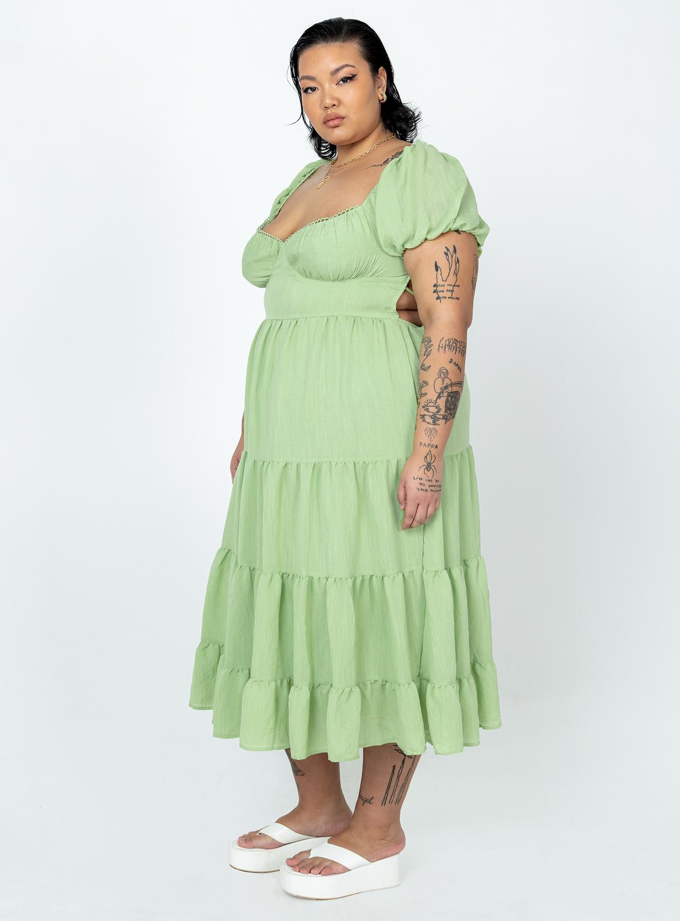 Danny Midi Dress Green Curve sold by Princess Polly product image thumbnail 4