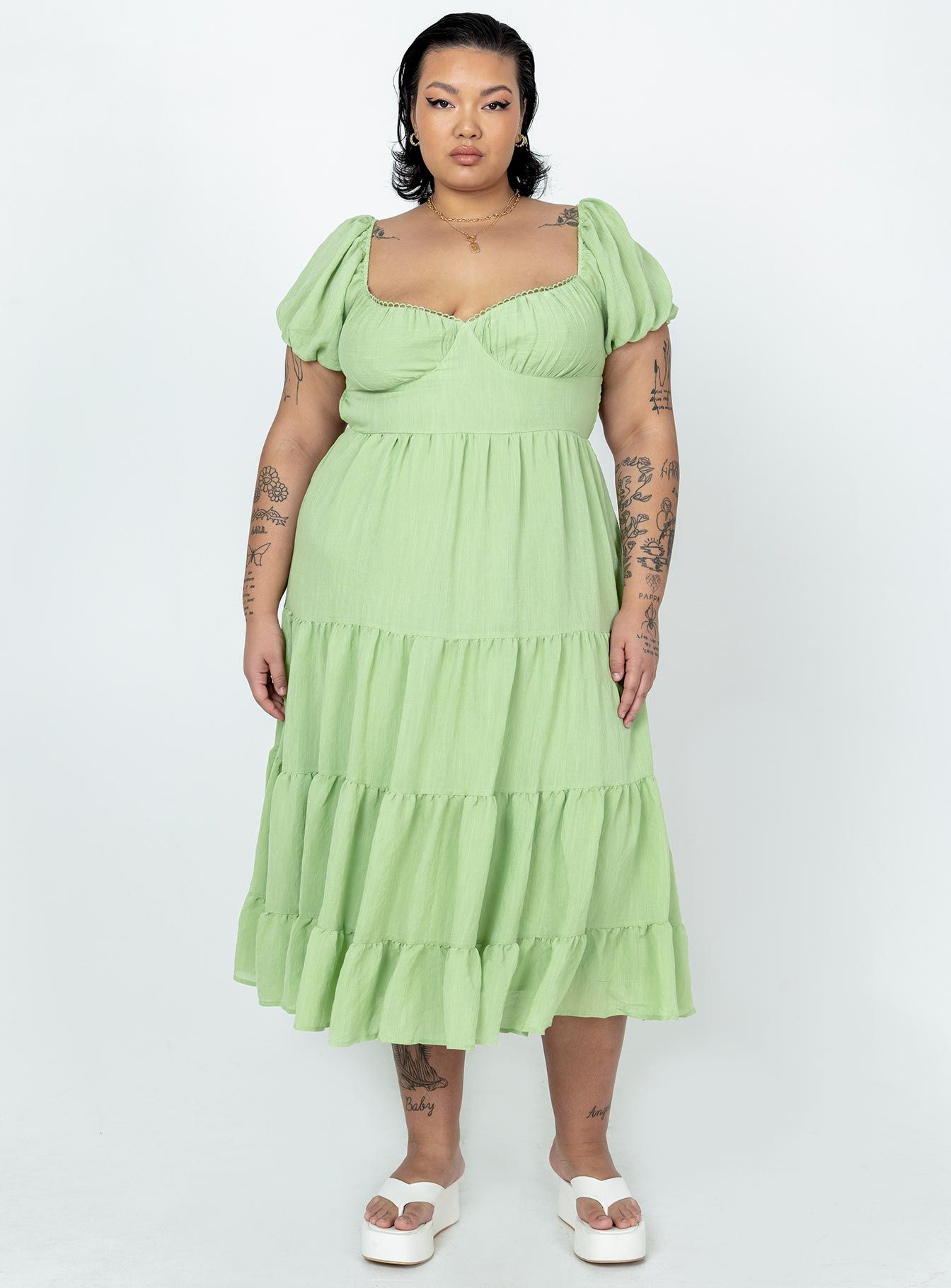 Danny Midi Dress Green Curve sold by Princess Polly product image thumbnail 2