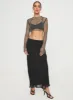 Kastro Long Sleeve Mesh Top Black sold by Princess Polly