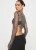 Kastro Long Sleeve Mesh Top Black sold by Princess Polly
