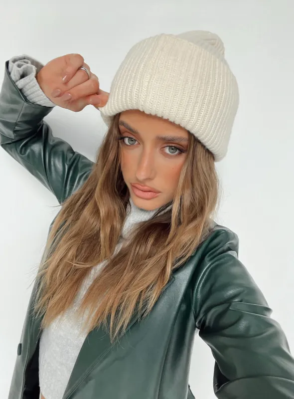 Lucano Beanie Cream sold by Princess Polly