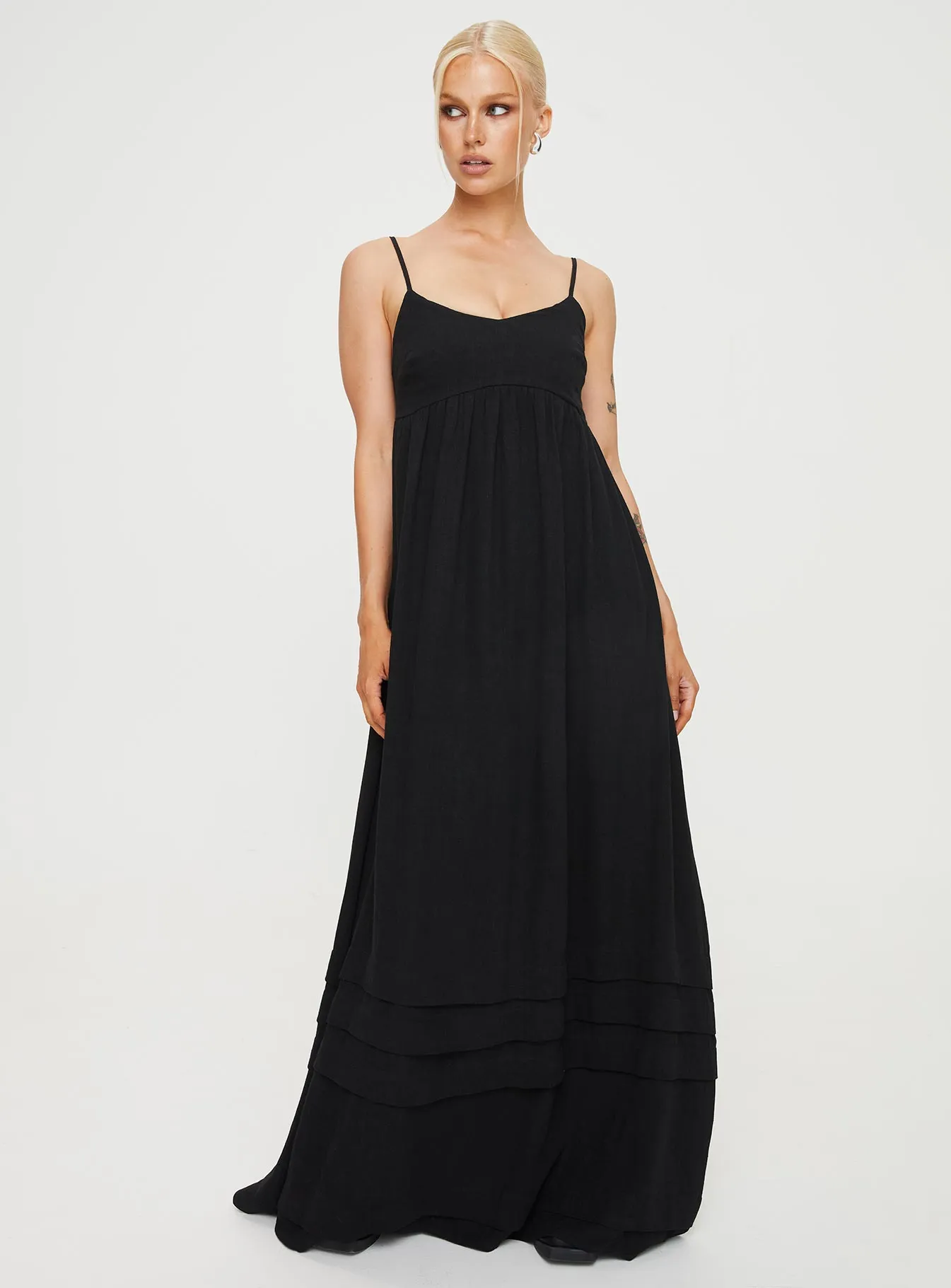 Milden Linen Blend Maxi Dress Black sold by Princess Polly product image thumbnail 5