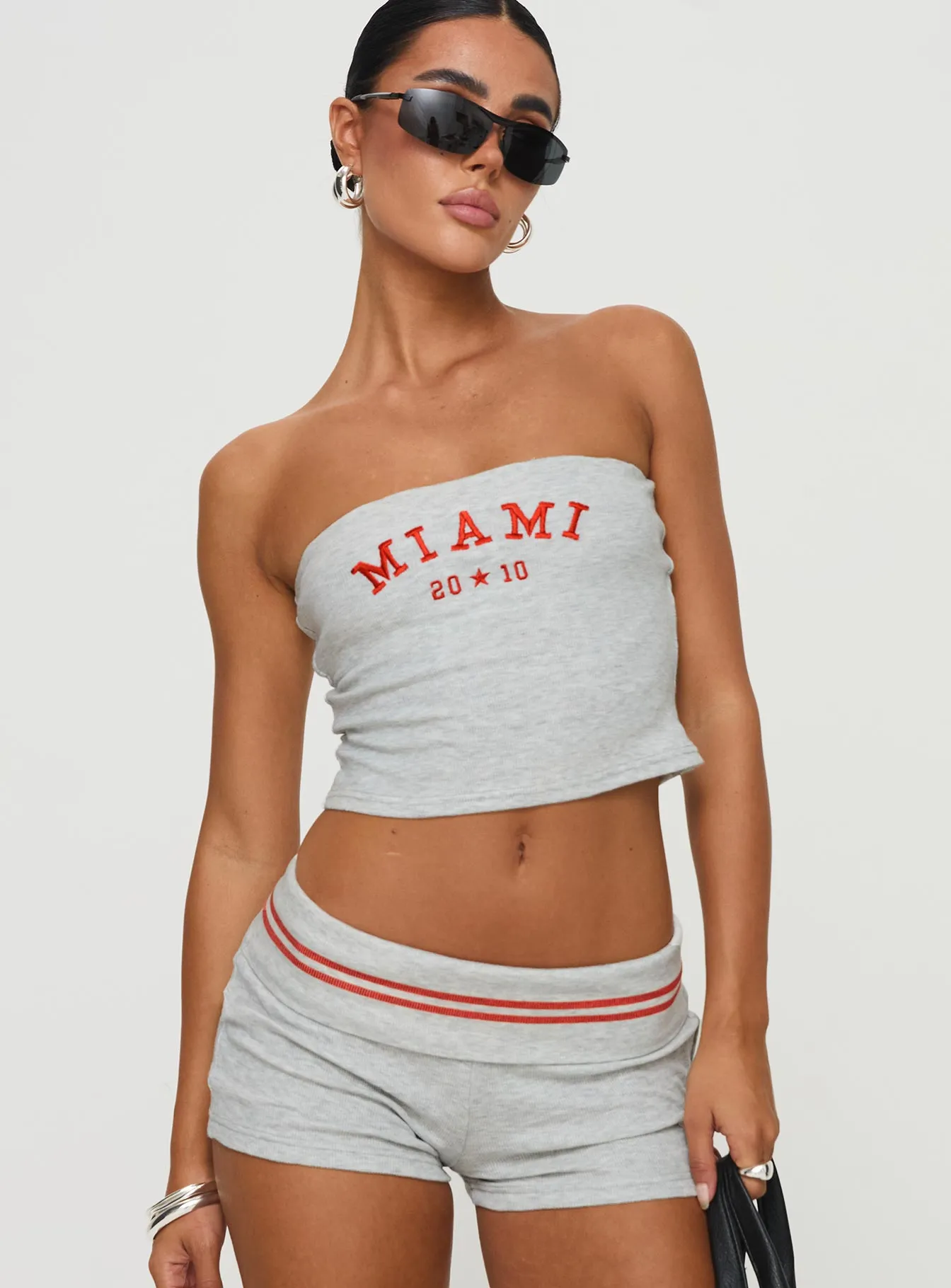 In Miami Strapless Top Grey sold by Princess Polly product image thumbnail 2