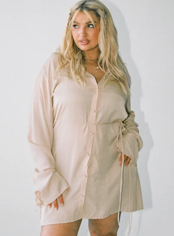 Forbidden Mini Dress Beige Curve sold by Princess Polly