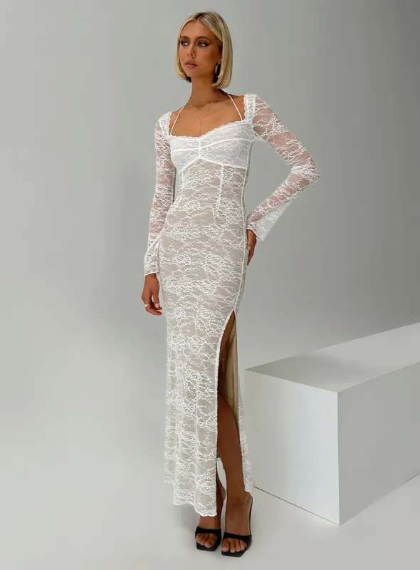 Aubriella Lace Maxi Dress Cream sold by Princess Polly