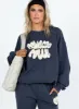 Princess Polly Crew Neck Sweatshirt Bubble Text Slate / Eggshell sold by Princess Polly