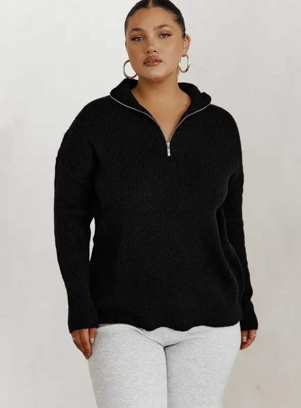 Bessy Knit Sweater Black Curve sold by Princess Polly