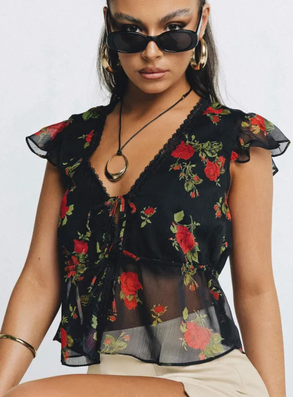 Wiley Top Black Floral sold by Princess Polly