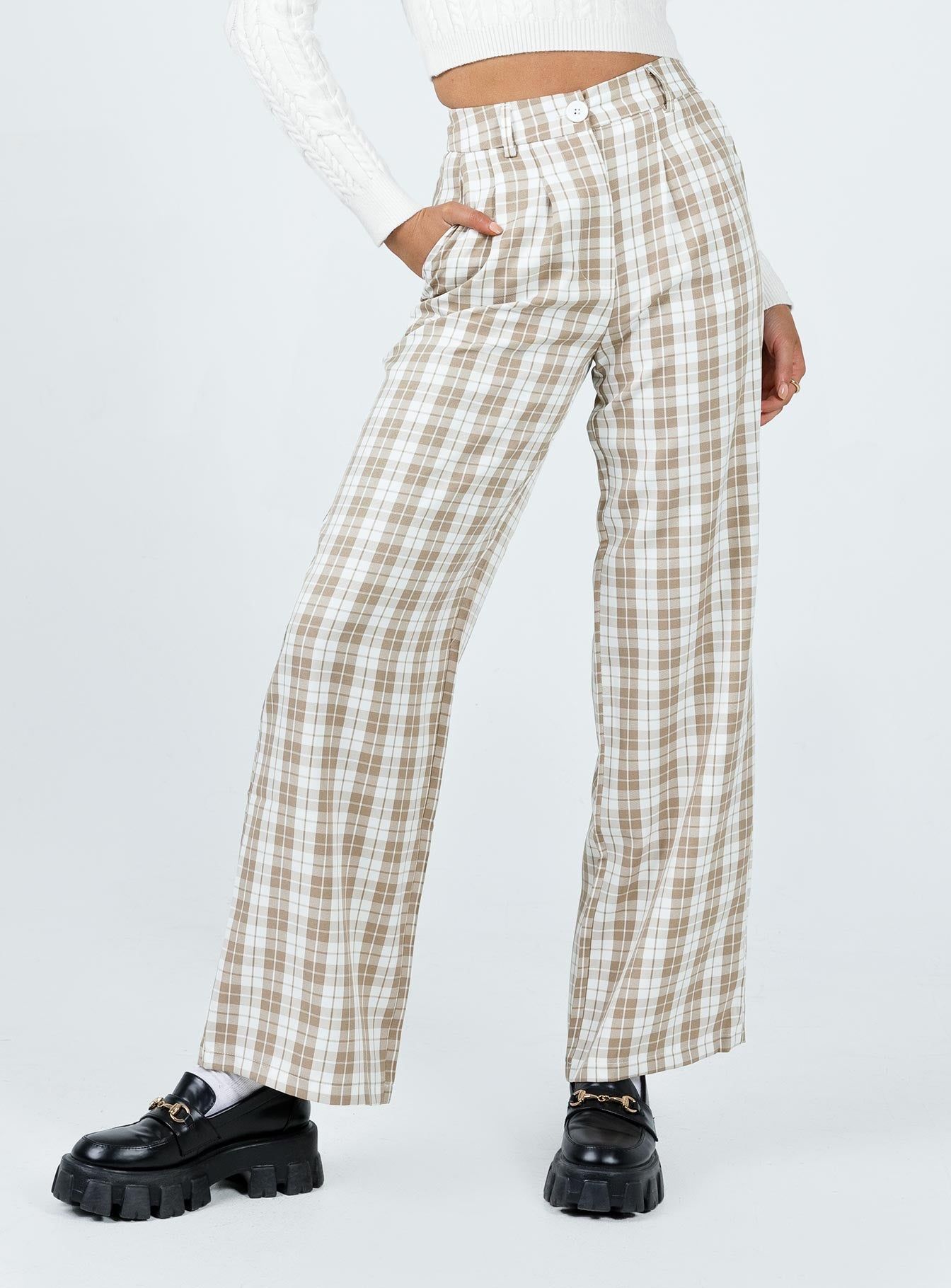 Archer Pants Beige Plaid sold by Princess Polly product image thumbnail 2