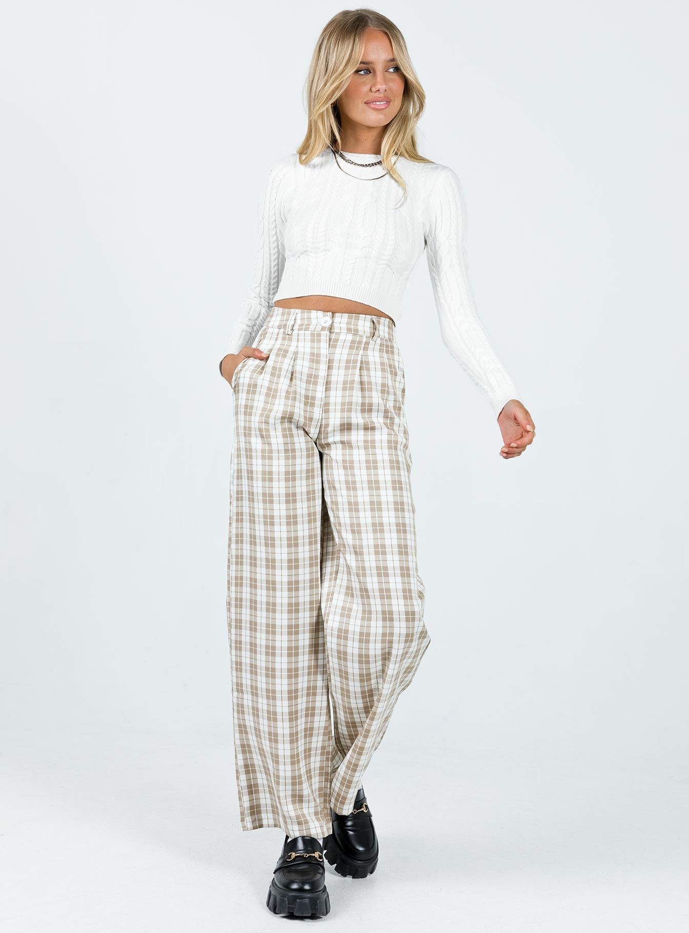 Archer Pants Beige Plaid sold by Princess Polly product image thumbnail 3