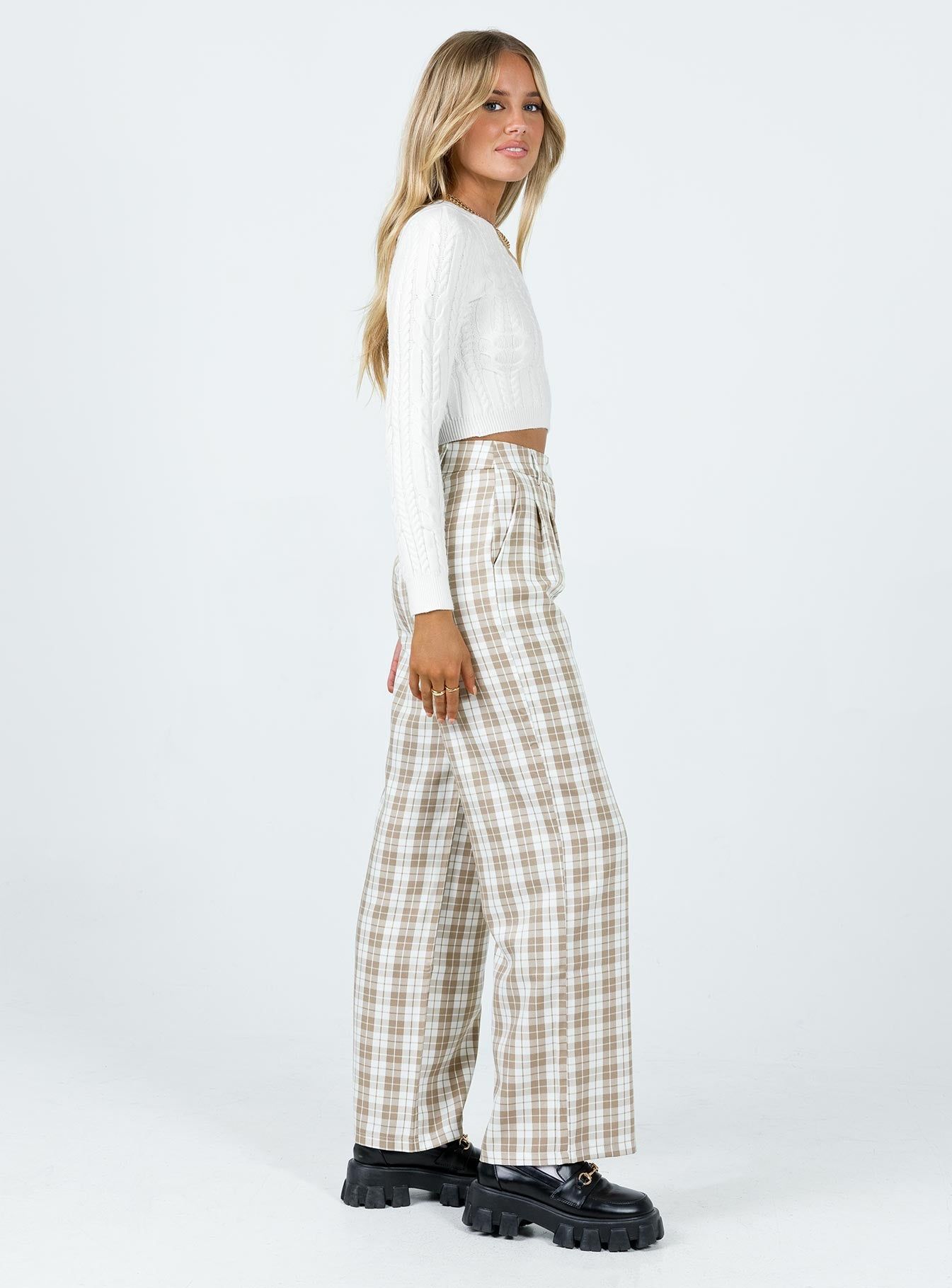 Archer Pants Beige Plaid sold by Princess Polly product image thumbnail 4